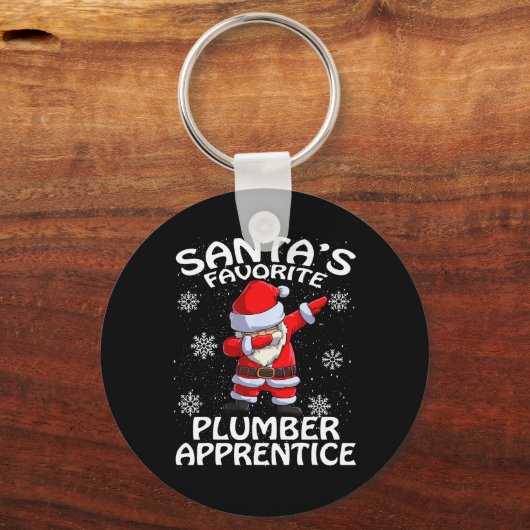 Santa's Favoriete Plumber Apprentice Kerstmis Sleutelhanger (Voorkant)