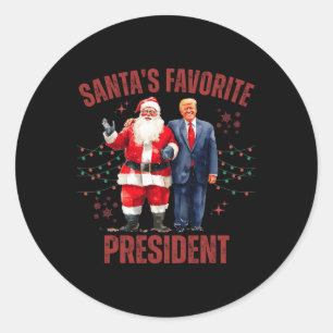 Santa's Favoriete President Christmas Funny Trump Ronde Sticker