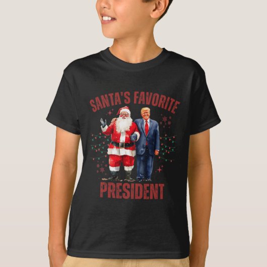 Santa's Favoriete President Christmas Funny Trump T-shirt (Voorkant)