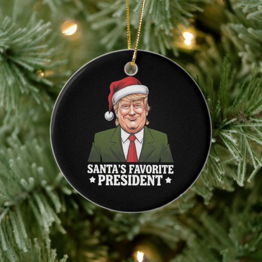 Santa's favoriete President Funny Trump Christmas Keramisch Ornament (Boom)