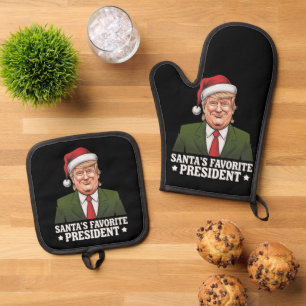 Santa's favoriete President Funny Trump Christmas Ovenwant & Pannenlap Set