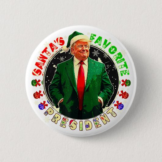 Santa's favoriete President Funny Trump Christmas Ronde Button 5,7 Cm (Voorkant)