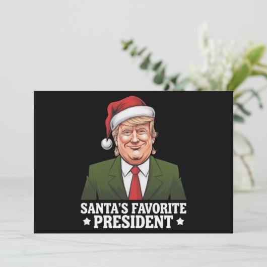 Santa's favoriete president grappig Trump Kerstmis Feestdagenkaart (Staand voorkant)
