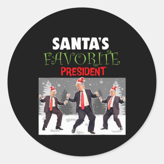 Santa's Favoriete President Santa Trump Dance Funn Ronde Sticker (Voorkant)