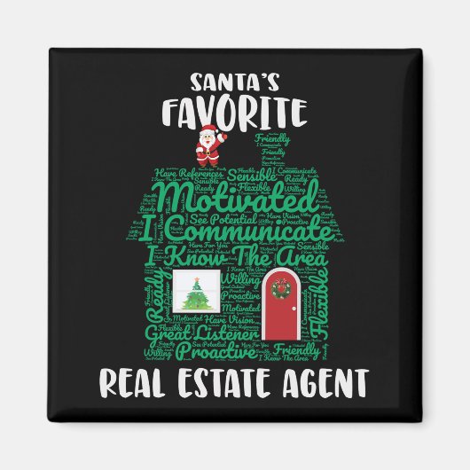 Santas Favoriete Real Estate Agent Kerstmis Magneet (Voorkant)