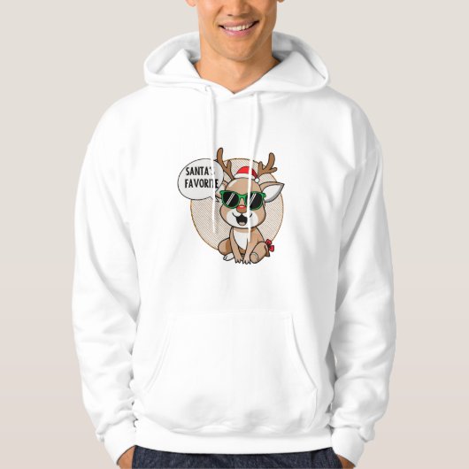 Santa's Favoriete" Rendieren Karakter Hoodie (Voorkant)