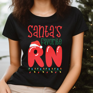 Santa's favoriete RN grappige kerstverpleegster T-shirt