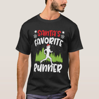 Santa's Favoriete Runner Run Gift Matching Running T-shirt