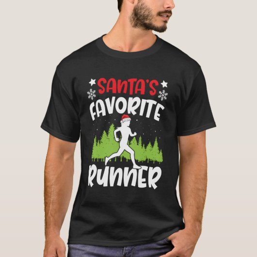 Santa's Favoriete Runner Run Gift Matching Running T-shirt (Voorkant)