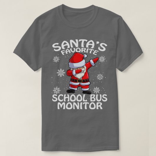 Santas Favoriete School Bus Monitor Kerstmis T-shirt (Design voorkant)