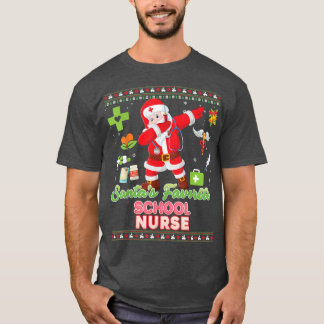 Santas Favoriete School Zurse Dabbing Santa Stetho T-shirt