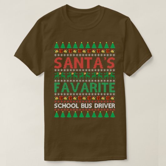 Santas Favoriete schoolbus - Kerstmis Ugly S T-shirt (Design voorkant)
