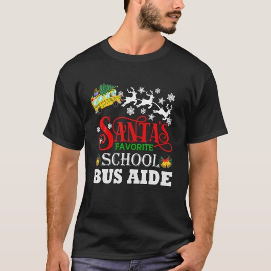 Santa's favoriete schoolbus rond kerstmis Pajama T-shirt (Voorkant)