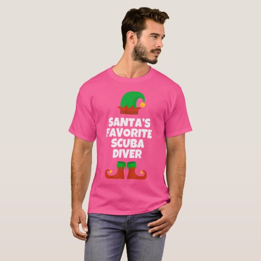 Santas Favoriete Scuba Diver Pet Christmas Funny P T-shirt (Voorkant volledig)