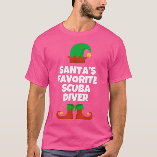 Santas Favoriete Scuba Diver Pet Christmas Funny P T-shirt (Voorkant)