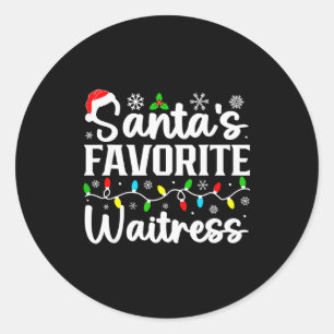 Santas Favoriete Serveerster Grappige Kerst Famili Ronde Sticker