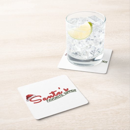 Santa's favoriete Sipper Holiday Design Kartonnen Onderzetters (Insitu)