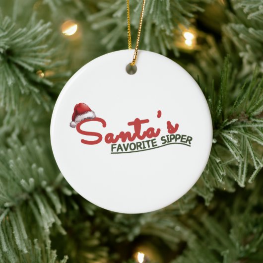 Santa's favoriete Sipper Holiday Design Keramisch Ornament (Boom)