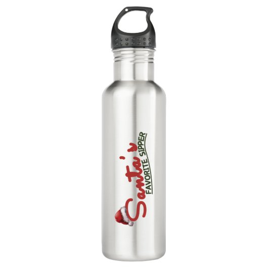 Santa's favoriete Sipper Holiday Design Waterfles (Voorkant)