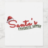 Santa's favoriete Sipper Holiday Design Wijn Etiket (Enkel label)
