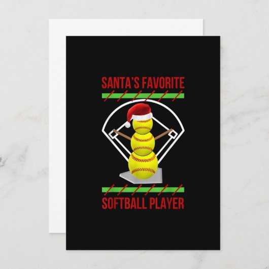 Santa's favoriete Softball Player Softball-moeder- Kaart (Voorkant / Achterkant)