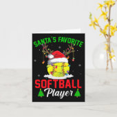 Santa's favoriete Softball-speler, Kerstmis, Pajam Kaart (Gele Bloem)