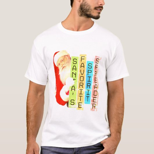 Santa's Favoriete Spirit Spreader Feestelijke Kers T-shirt (Voorkant)