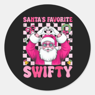 Santa's Favoriete Swifty Merry Christmas Groovy Xm Ronde Sticker