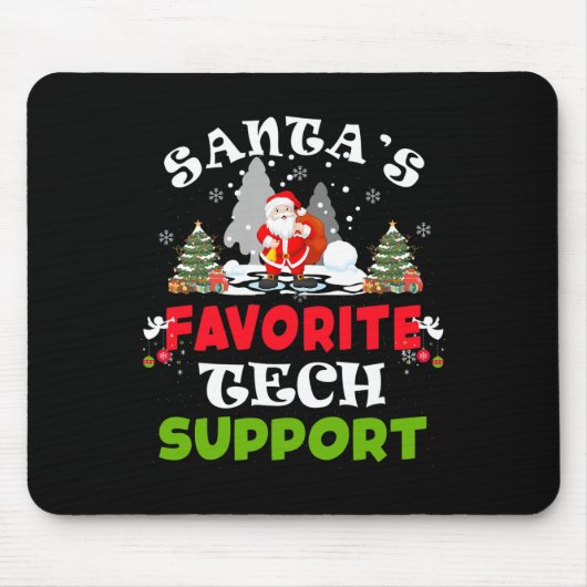 Santa's Favoriete Technische Ondersteuning Grappig Muismat (Voorkant)