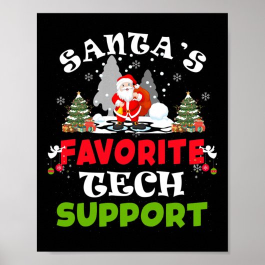 Santa's Favoriete Technische Ondersteuning Grappig Poster (Voorkant)