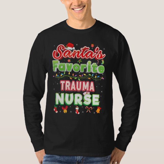 Santa's favoriete trauma zuster kerstkerstkerstker t-shirt (Voorkant)