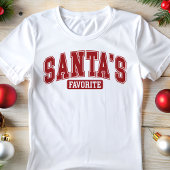 Santa's Favoriete Varsity Typografie Kerstmis Tri-Blend Shirt