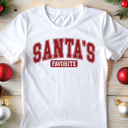 Santa's Favoriete Varsity Typografie Kerstmis Tri-Blend Shirt