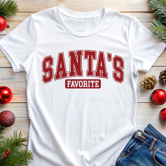 Santa's Favoriete Varsity Typografie Kerstmis Tri-Blend Shirt
