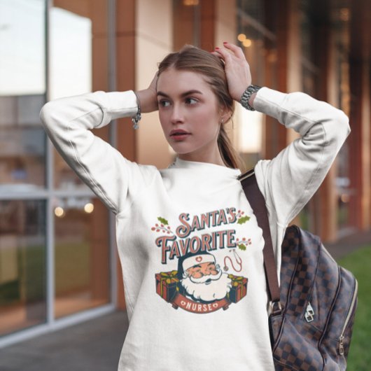Santa's Favoriete Verpleegster Dames Basic Sweatsh Trui