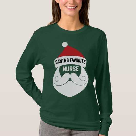 Santa's favoriete verpleegster - Grappig kerstverp T-shirt (Voorkant)