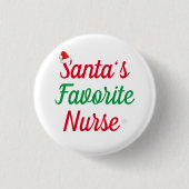 Santa's Favoriete Verpleegster Kerstwaardering Ronde Button 3,2 Cm (Voorkant)
