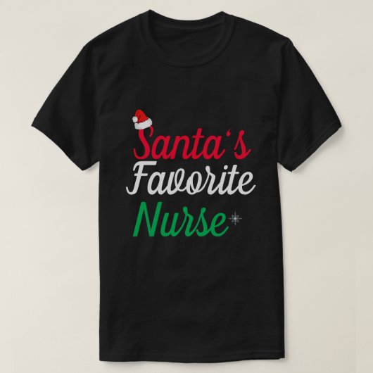 Santa's Favoriete Verpleegster Kerstwaardering T-shirt (Design voorkant)