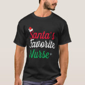 Santa's Favoriete Verpleegster Kerstwaardering T-shirt (Voorkant)