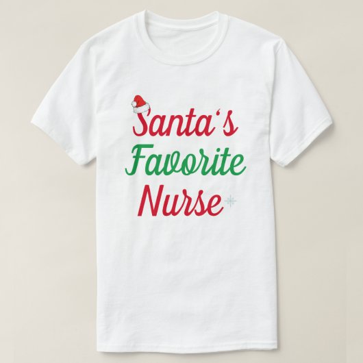 Santa's Favoriete Verpleegster Kerstwaardering T-shirt (Design voorkant)