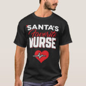Santa's favoriete verpleegster t-shirt (Voorkant)