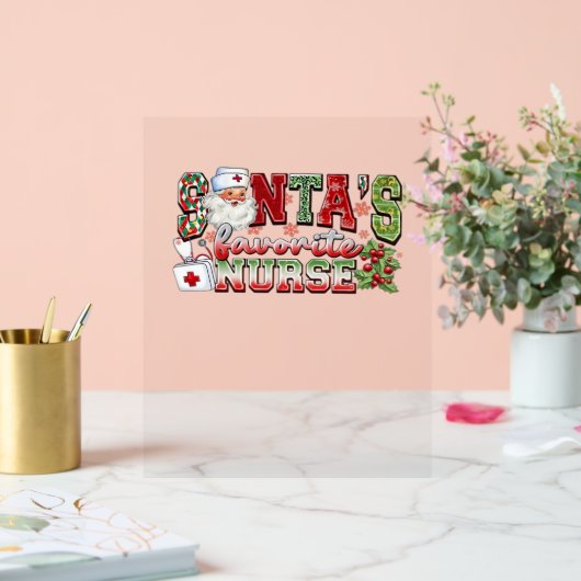 Santa's favoriete verpleegster, vrolijke verpleegs acryl bord (Huwelijk)