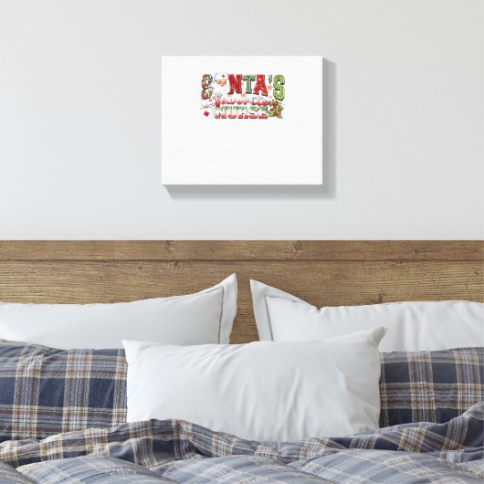 Santa's favoriete verpleegster, vrolijke verpleegs canvas afdruk (Insitu (Slaapkamer))