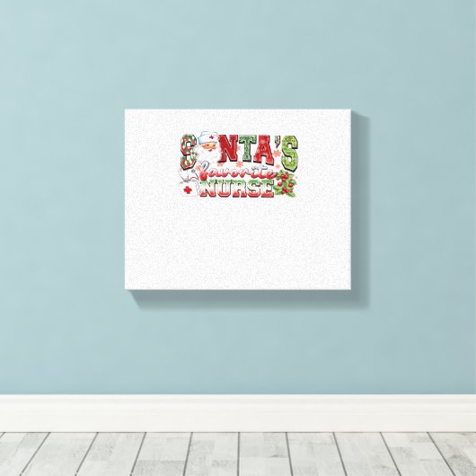 Santa's favoriete verpleegster, vrolijke verpleegs canvas afdruk (Insitu (Houten vloer))