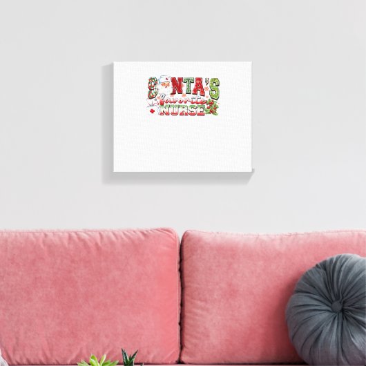 Santa's favoriete verpleegster, vrolijke verpleegs canvas afdruk (Insitu (Woonkamer))