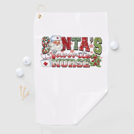 Santa's favoriete verpleegster, vrolijke verpleegs golfhanddoek (Insitu)