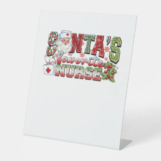 Santa's favoriete verpleegster, vrolijke verpleegs reclamebord met voetstuk