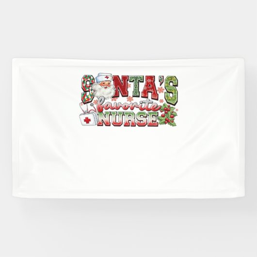 Santa's favoriete verpleegster, vrolijke verpleegs spandoek (Horizontaal)