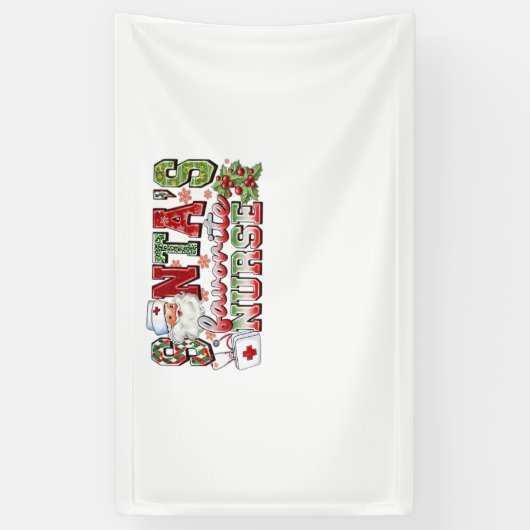Santa's favoriete verpleegster, vrolijke verpleegs spandoek (Verticaal)