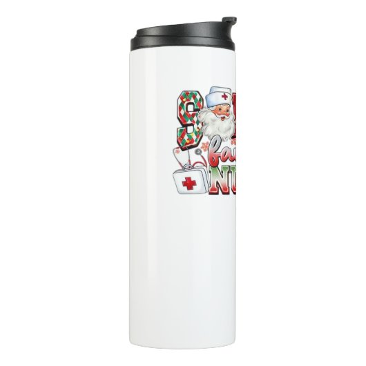 Santa's favoriete verpleegster, vrolijke verpleegs thermosbeker (Gedraaid links)